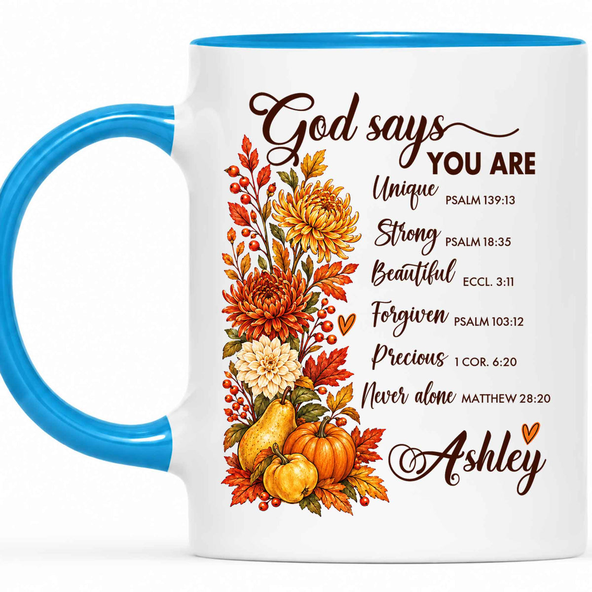 Personalized Thanksgiving Mug - God Says You Are Christian Coffee Cup - Fall Faith Gift for Friends, Self Gift