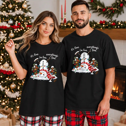 Funny Snowman Christmas Sweatshirt, Everything Is Fine Holiday Graphic Tee, Christmas Gift