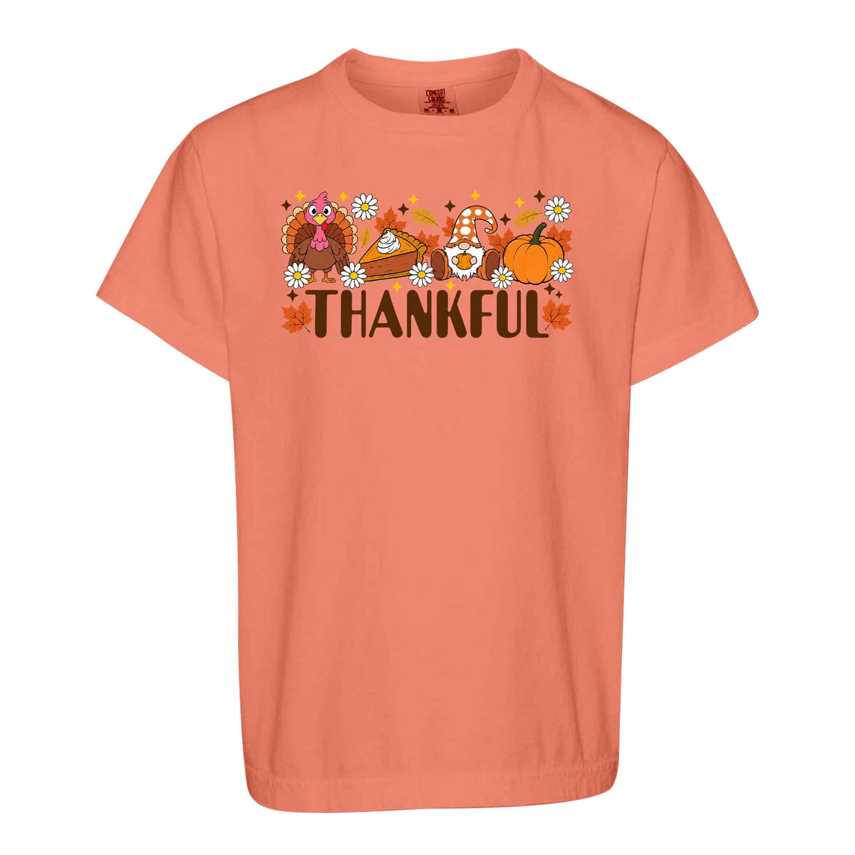 Girls Thanksgiving Shirt, Grateful Thankful Blessed Turkey Pumpkin Bow, Fall Gift for Kids & Women