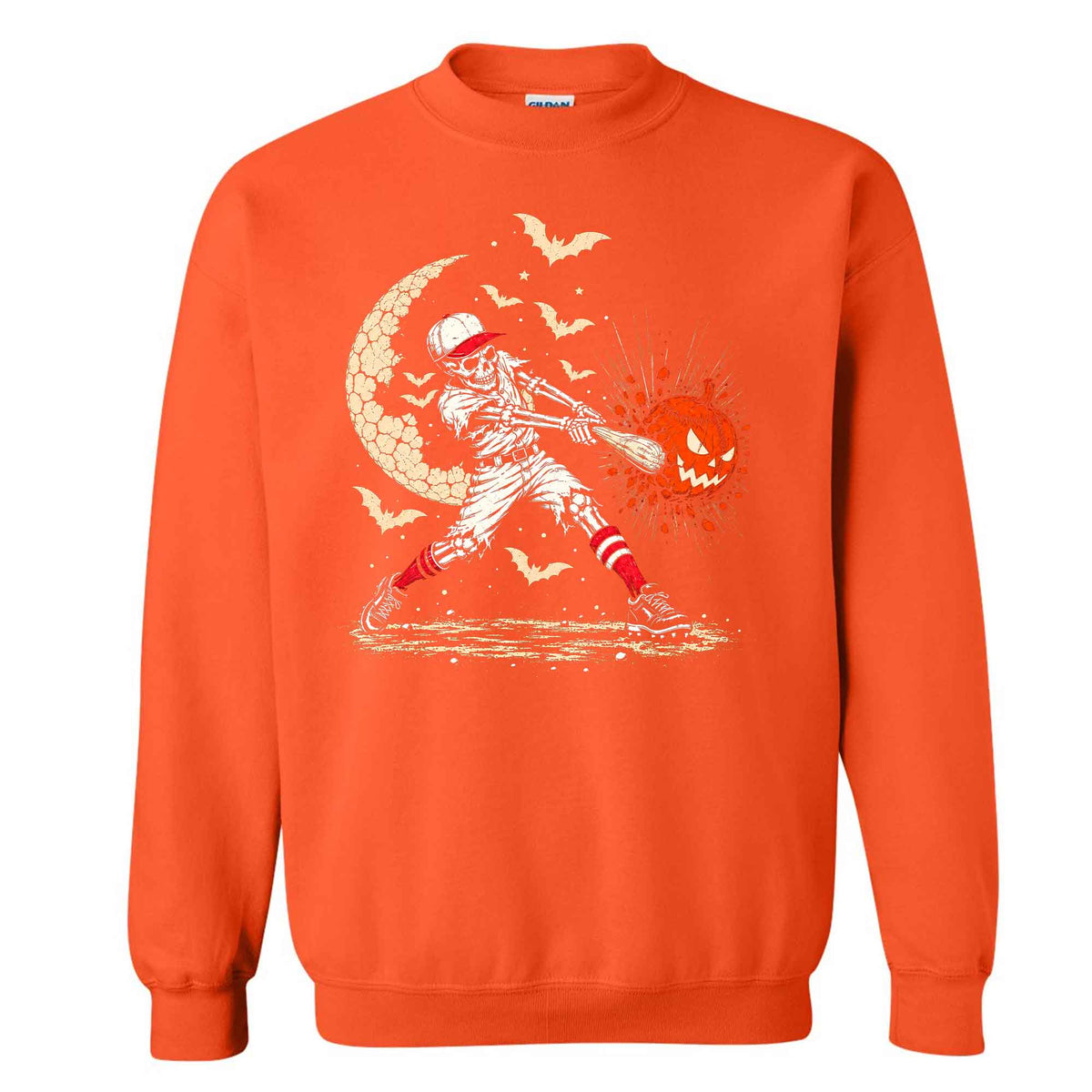 Baseball Skeleton Graphic Halloween Sweatshirt, Spooky Baseball Player Shirt, Funny Halloween Gift