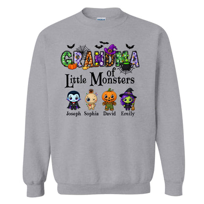 Personalized Halloween Sweatshirt - Grandma's Little Monster - Halloween Family Gift