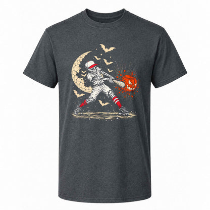 Baseball Skeleton Graphic Halloween Sweatshirt, Spooky Baseball Player Shirt, Funny Halloween Gift