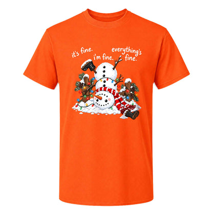 Funny Snowman Christmas Sweatshirt, Everything Is Fine Holiday Graphic Tee, Christmas Gift