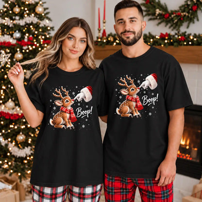 Santa Boop Reindeer Christmas Shirt, Funny Santa Claus Graphic Tee, Cute Holiday Christmas Gift