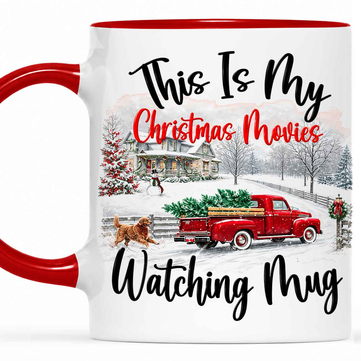 Christmas Movie Mug, Red Truck Christmas Tree Coffee Mug, Holiday Gift for Family