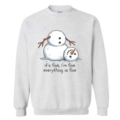 Funny Snowman Christmas Sweatshirt, Everything Is Fine Holiday Graphic Tee, Christmas Gift