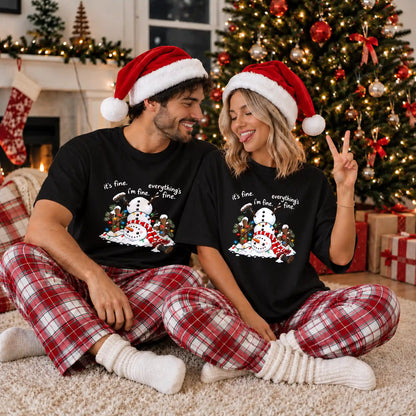 Funny Snowman Christmas Sweatshirt, Everything Is Fine Holiday Graphic Tee, Christmas Gift
