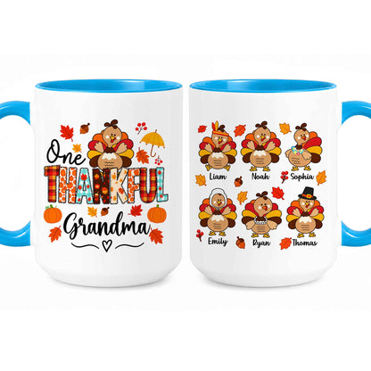 Personalized Thanksgiving Mug - One Thankful Grandma Turkey Mug - Thanksgiving Gift for Family