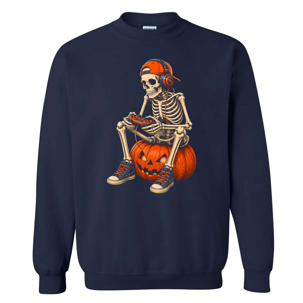Skeleton Gamer Halloween Sweatshirt, Boys Pumpkin Gaming Shirt, Funny Halloween Gift