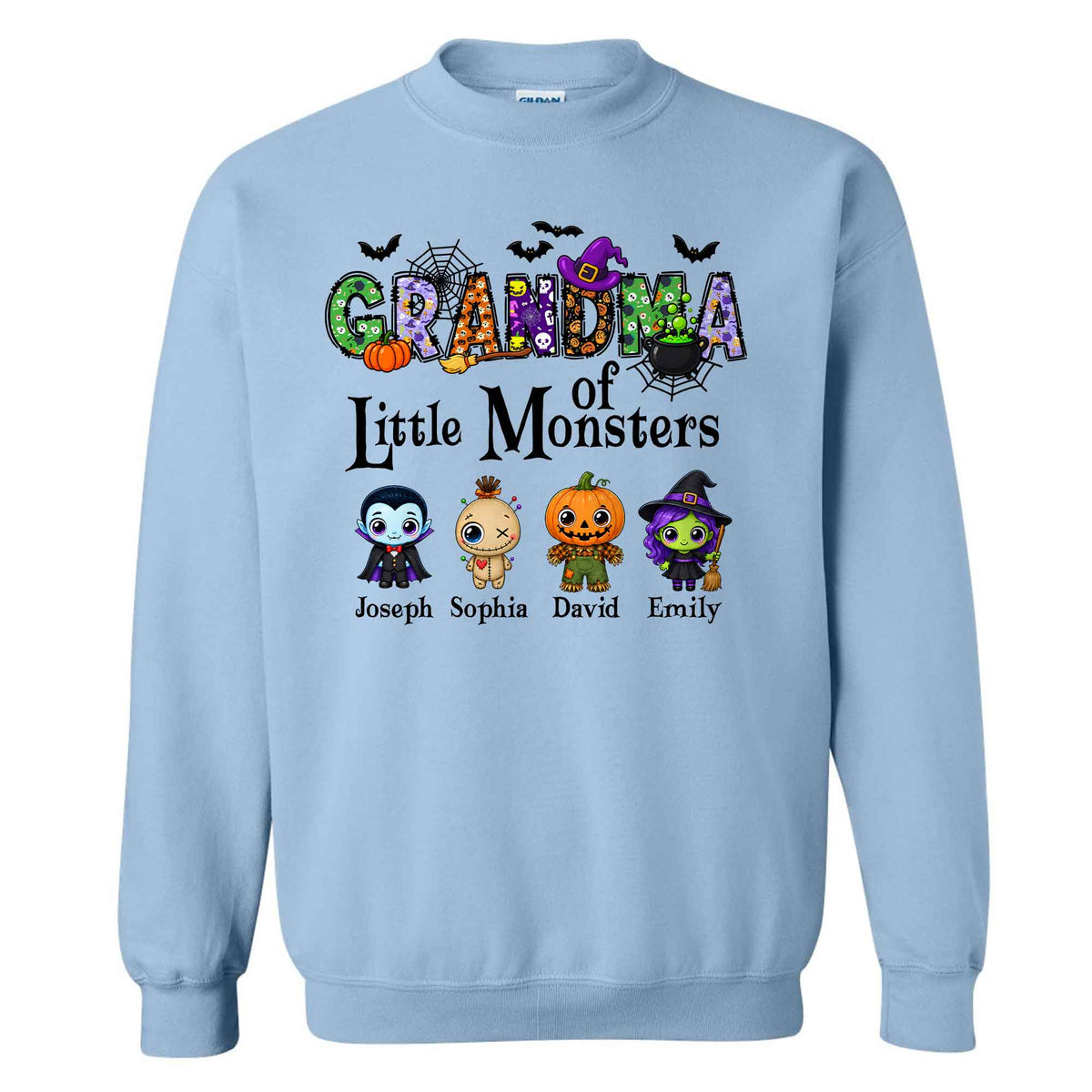 Personalized Halloween Sweatshirt - Grandma's Little Monster - Halloween Family Gift