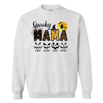 Personalized Halloween Shirt for Grandma & Mom - Custom Name Spooky Pumpkin Face Shirt - Cute Halloween Gift