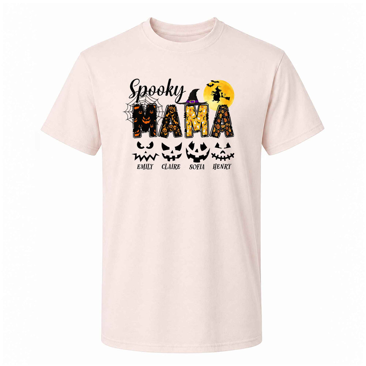 Personalized Halloween Shirt for Grandma & Mom - Custom Name Spooky Pumpkin Face Shirt - Cute Halloween Gift