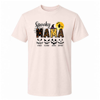 Personalized Halloween Shirt for Grandma & Mom - Custom Name Spooky Pumpkin Face Shirt - Cute Halloween Gift