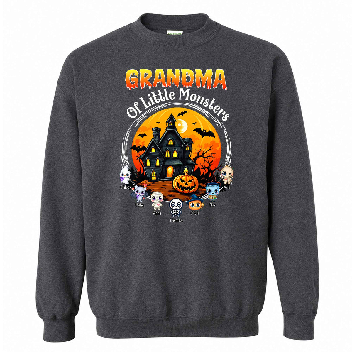 Personalized Grandma Monster Halloween Sweatshirt, Custom Characters & Names Halloween Family Gift