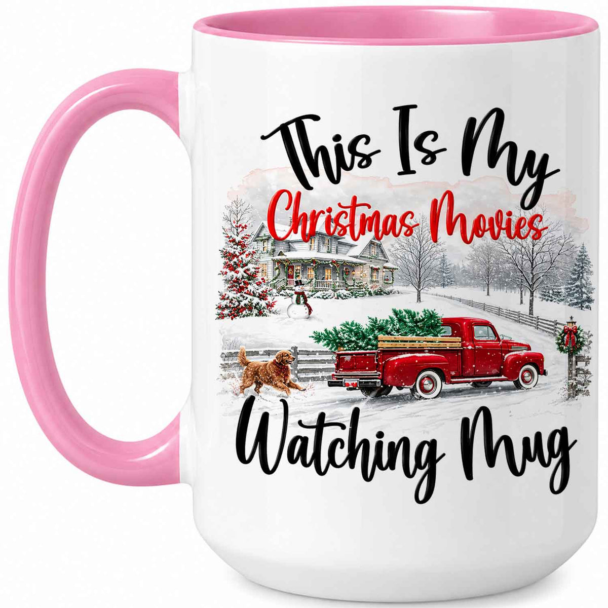 Christmas Movie Mug, Red Truck Christmas Tree Coffee Mug, Holiday Gift for Family