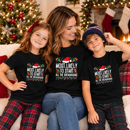 Most Likely To Christmas Shirt, Funny Holiday Graphic Tee, Christmas Family Matching Outfits