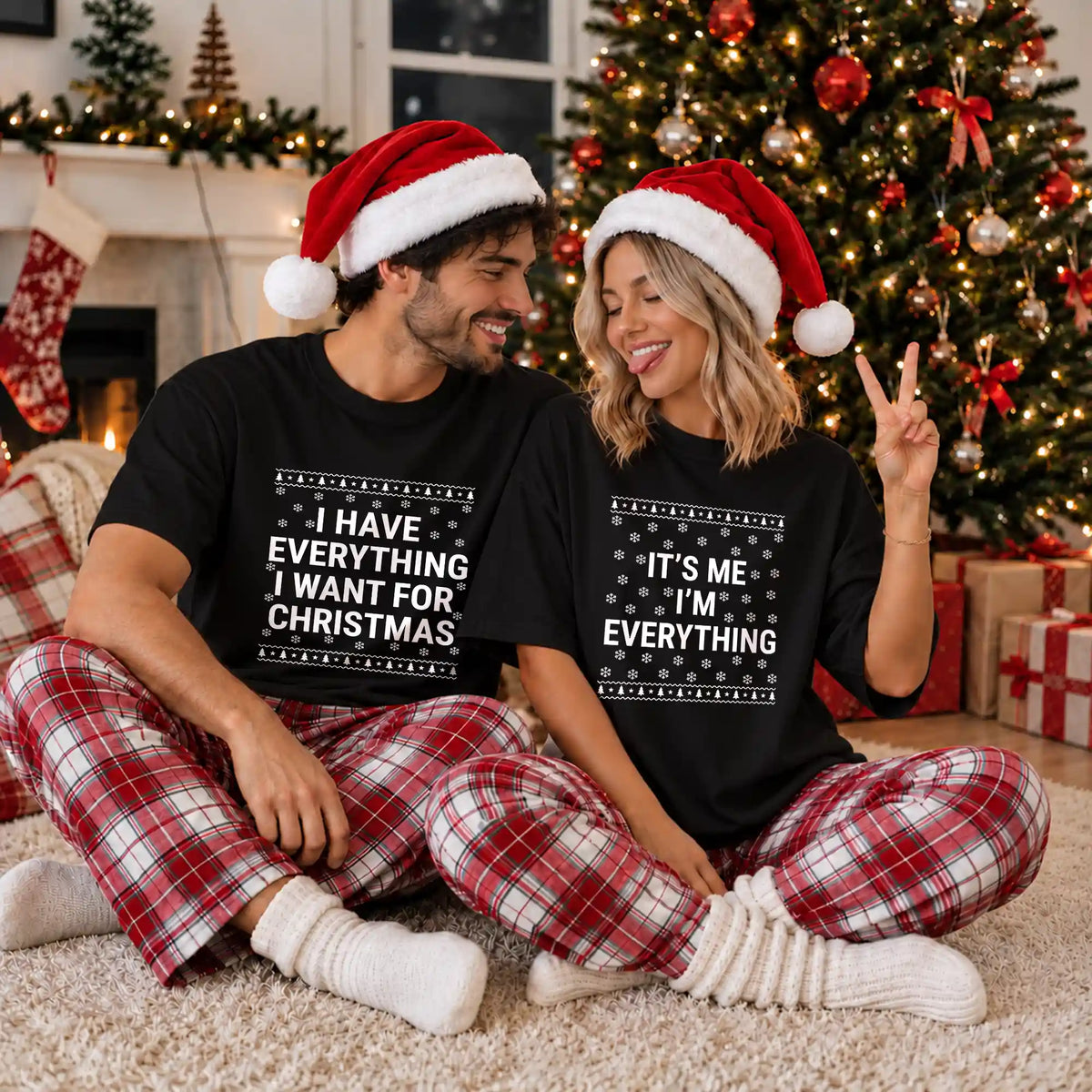 Funny Christmas Couple Shirts, It's Me I'm Everything Matching Holiday Shirts, Christmas Gift for Couples