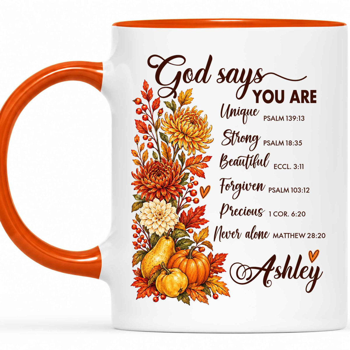 Personalized Thanksgiving Mug - God Says You Are Christian Coffee Cup - Fall Faith Gift for Friends, Self Gift