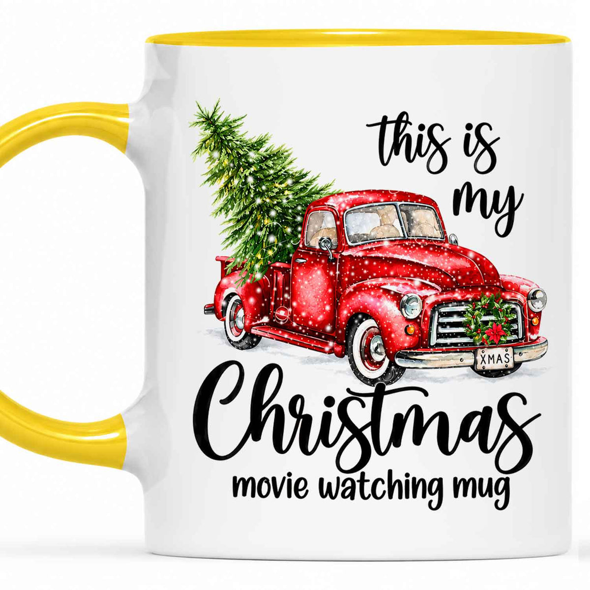 Christmas Movie Mug, Red Truck Christmas Tree Coffee Mug, Holiday Gift for Family
