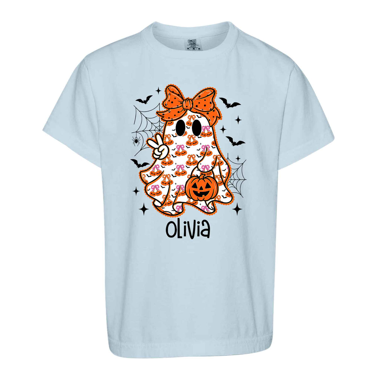 Personalized Halloween Sweatshirt, Custom Name Spooky Ghost Pumpkin, Halloween Gift for Boy & Girl