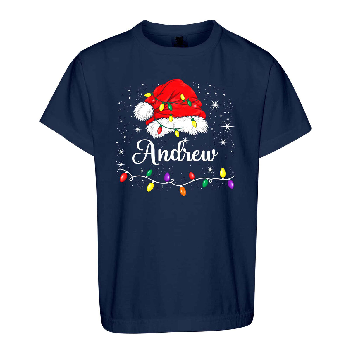 Personalized Family Christmas Shirts, Matching Santa Hat Tees, Custom Name Holiday Gift