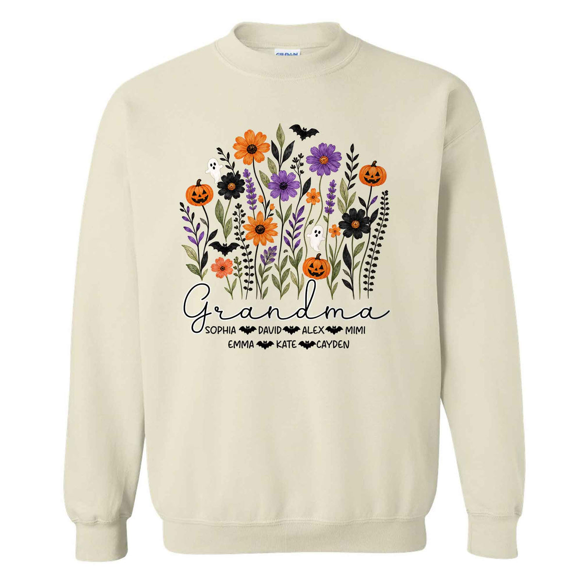 Personalized Halloween Grandma Shirt - Custom Name T-Shirt Sweatshirt - Gift for Family, Spooky Season Gift