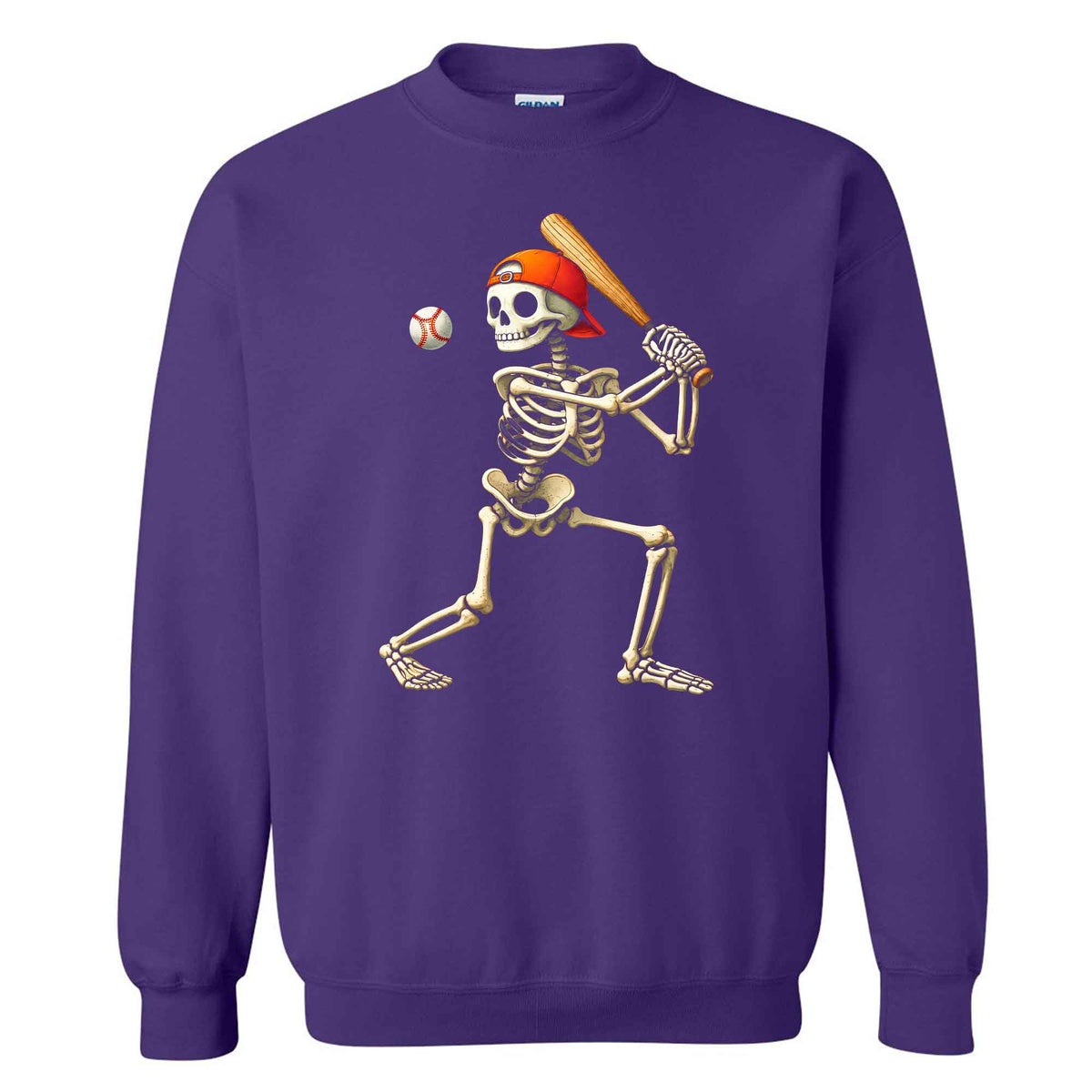 Baseball Skeleton Graphic Halloween Sweatshirt, Spooky Baseball Player Shirt, Funny Halloween Gift