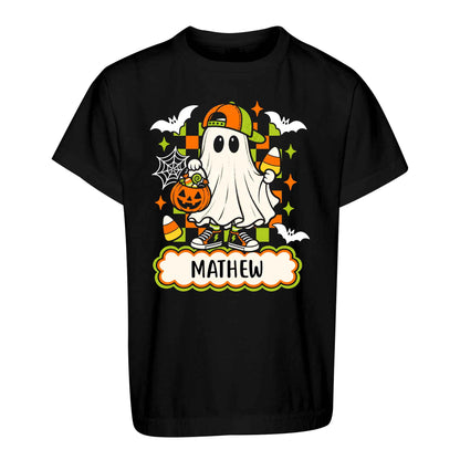 Personalized Halloween Sweatshirt, Custom Name Spooky Ghost Pumpkin, Halloween Gift for Boy & Girl