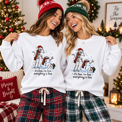 Funny Snowman Christmas Sweatshirt, Everything Is Fine Holiday Graphic Tee, Christmas Gift