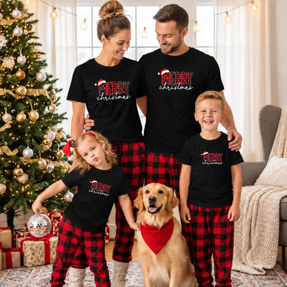 Matching Family Christmas Shirts, Merry Christmas Santa Hat Graphic Tees, Christmas Gift for Family