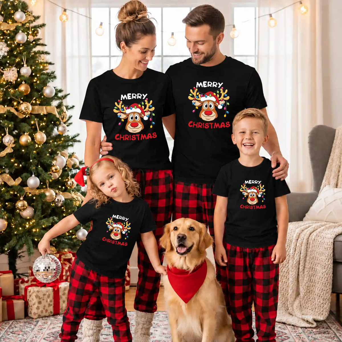 Matching Family Christmas Shirts, Merry Christmas Santa Hat Graphic Tees, Christmas Gift for Family
