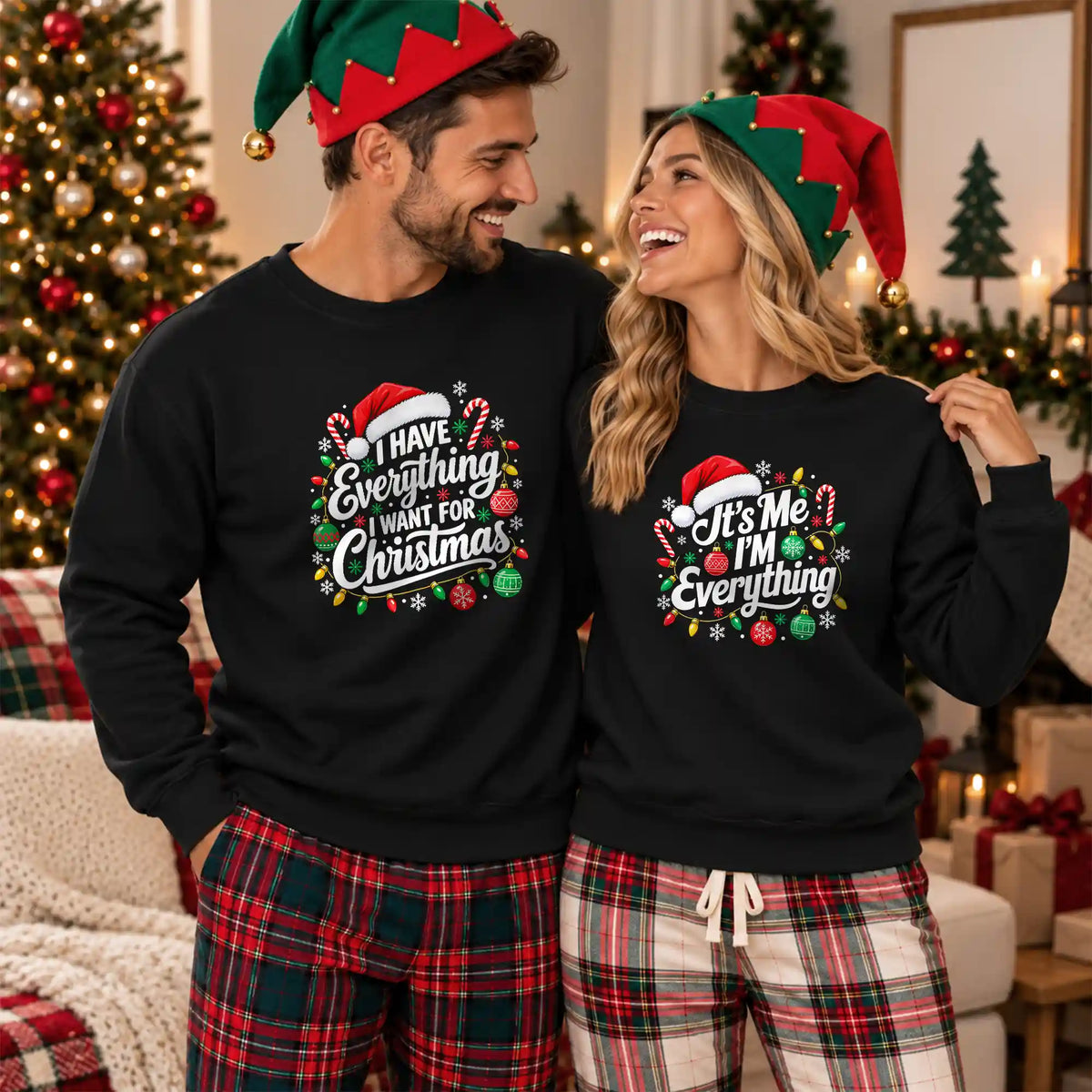 Funny Christmas Couple Shirts, It's Me I'm Everything Matching Holiday Shirts, Christmas Gift for Couples