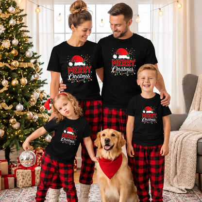 Matching Family Christmas Shirts, Merry Christmas Santa Hat Graphic Tees, Christmas Gift for Family