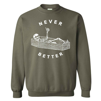 Funny Skeleton Coffee Halloween Sweatshirt, Never Better Graphic, Halloween Gift