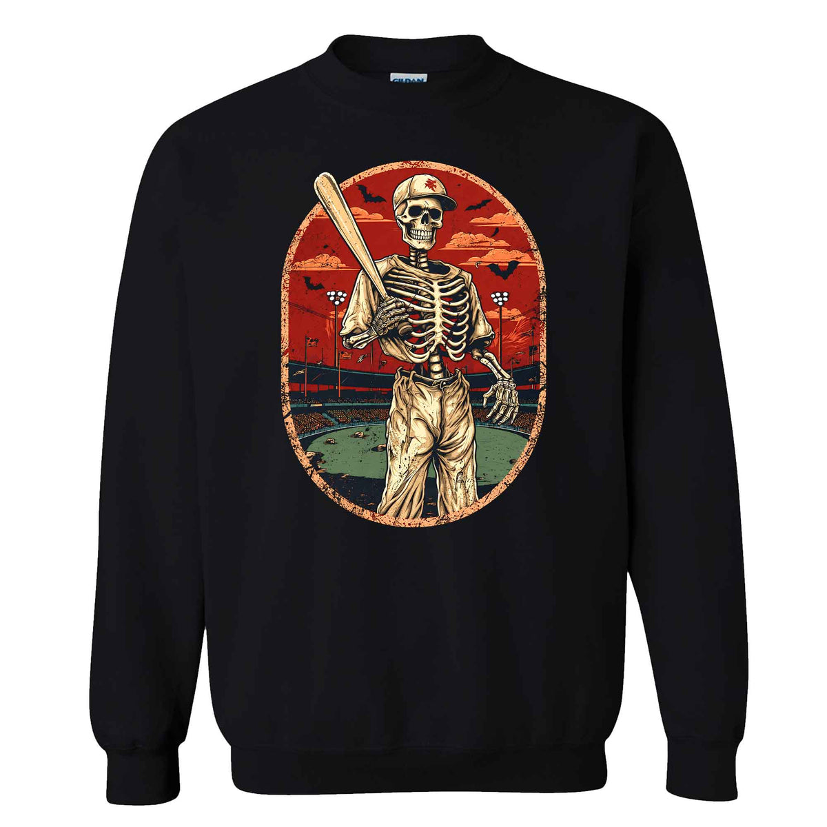 Baseball Skeleton Graphic Halloween Sweatshirt, Spooky Baseball Player Shirt, Funny Halloween Gift