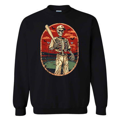 Baseball Skeleton Graphic Halloween Sweatshirt, Spooky Baseball Player Shirt, Funny Halloween Gift