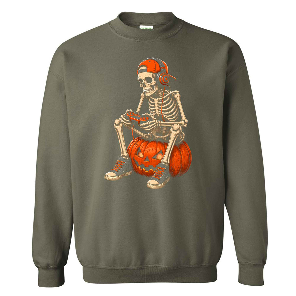 Skeleton Gamer Halloween Sweatshirt, Boys Pumpkin Gaming Shirt, Funny Halloween Gift