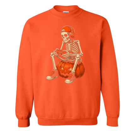 Skeleton Gamer Halloween Sweatshirt, Boys Pumpkin Gaming Shirt, Funny Halloween Gift