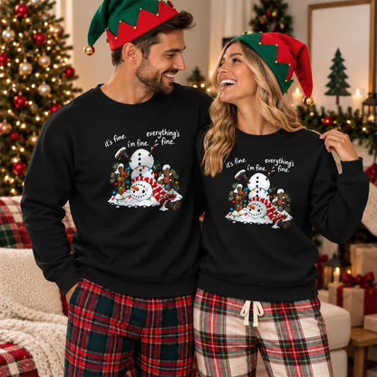 Funny Snowman Christmas Sweatshirt, Everything Is Fine Holiday Graphic Tee, Christmas Gift