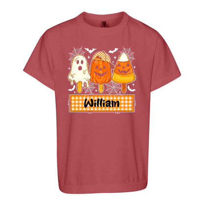 Personalized Halloween Sweatshirt, Custom Name Spooky Ghost Pumpkin, Halloween Gift for Boy & Girl