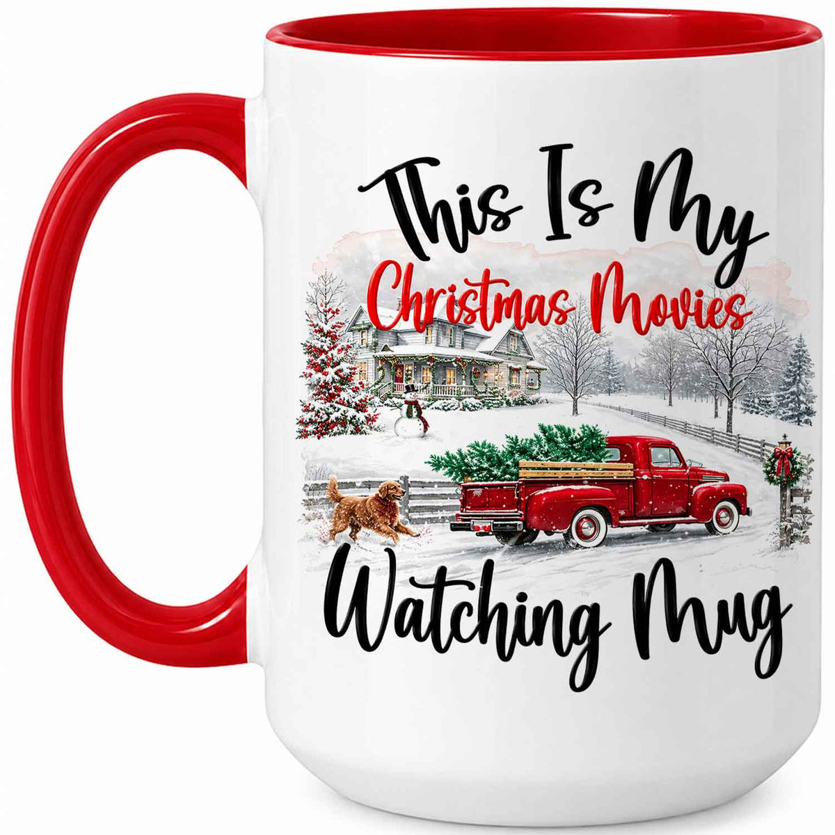 Christmas Movie Mug, Red Truck Christmas Tree Coffee Mug, Holiday Gift for Family