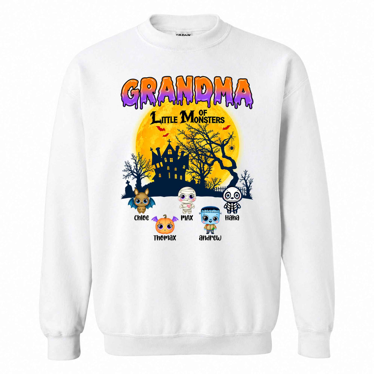 Personalized Grandma Monster Halloween Sweatshirt, Custom Characters & Names Halloween Family Gift