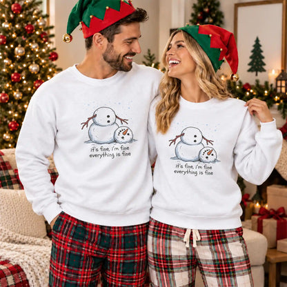 Funny Snowman Christmas Sweatshirt, Everything Is Fine Holiday Graphic Tee, Christmas Gift