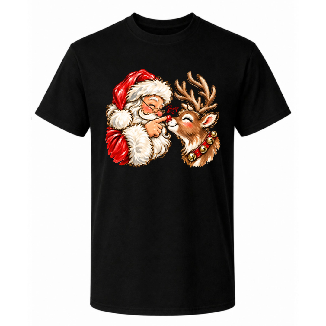 Funny Christmas Shirt  - Reindeer Santa Claus Boop T-shirt Sweatshirt - Trendy Christmas Gift for Friends, Self Gift
