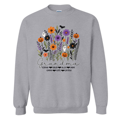 Personalized Halloween Grandma Shirt - Custom Name T-Shirt Sweatshirt - Gift for Family, Spooky Season Gift