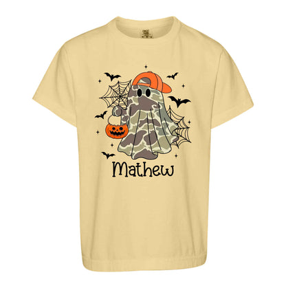 Personalized Halloween Sweatshirt, Custom Name Spooky Ghost Pumpkin, Halloween Gift for Boy & Girl