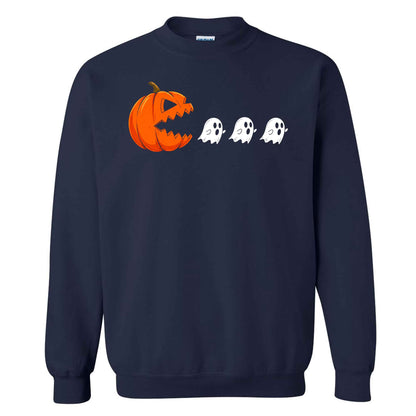 Pumpkin Ghost Graphic Halloween Sweatshirt, Spooky Season Jack O Lantern Shirt, Funny Halloween Gift