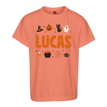 Personalized Halloween Sweatshirt, Custom Name Spooky Ghost Pumpkin, Halloween Gift for Boy & Girl