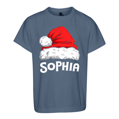 Personalized Family Christmas Shirts, Matching Santa Hat Tees, Custom Name Holiday Gift