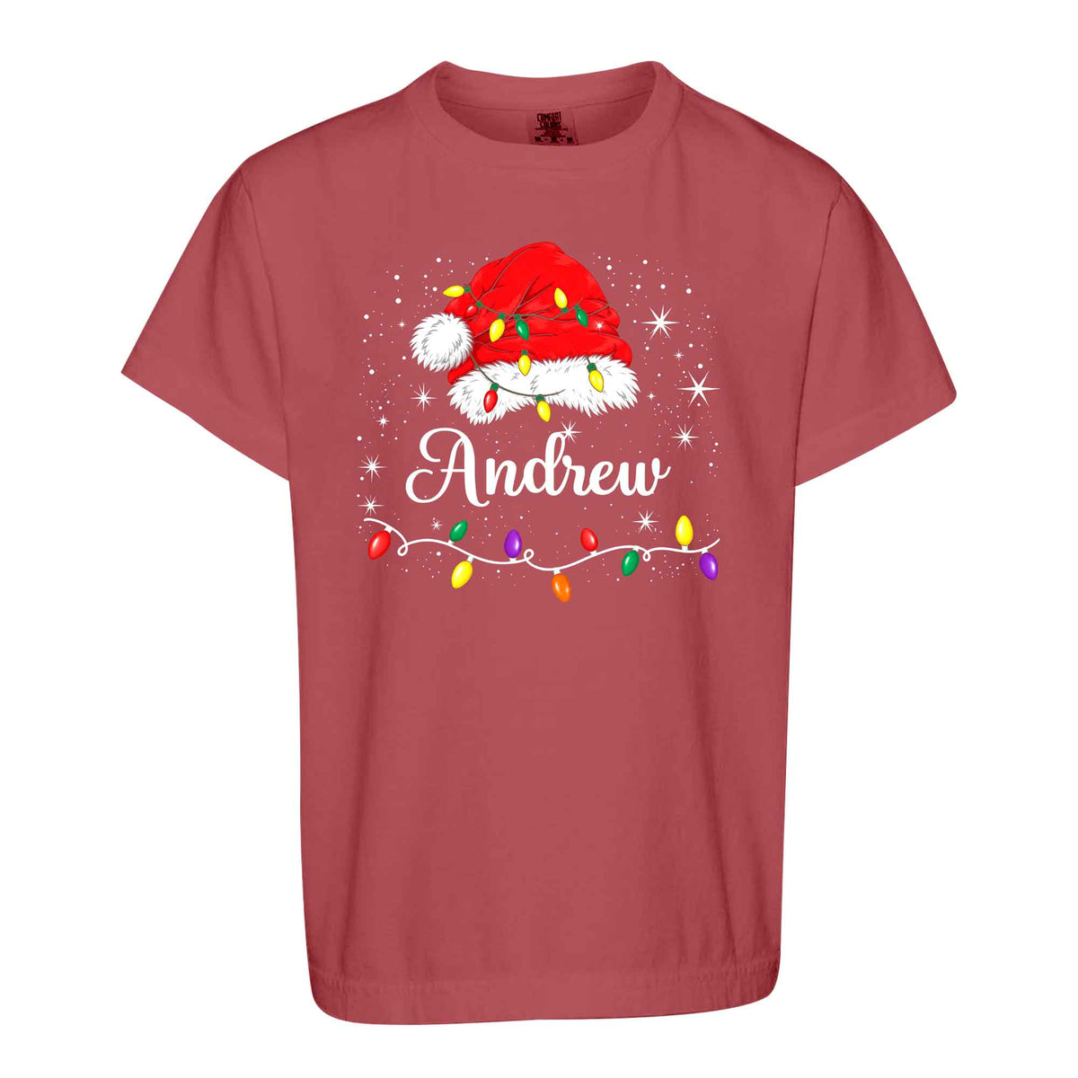 Personalized Family Christmas Shirts, Matching Santa Hat Tees, Custom Name Holiday Gift